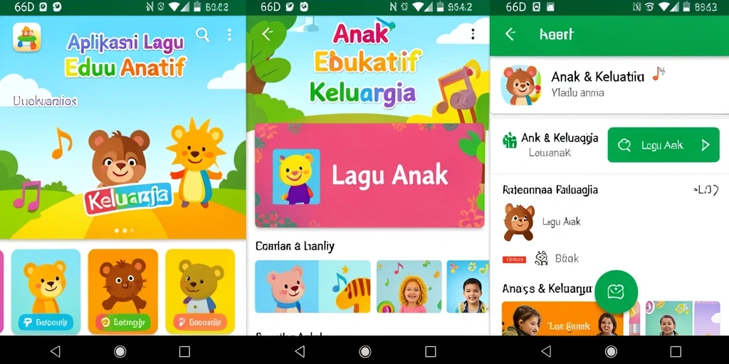 Antarmuka aplikasi 66D yang penuh warna dan menarik.