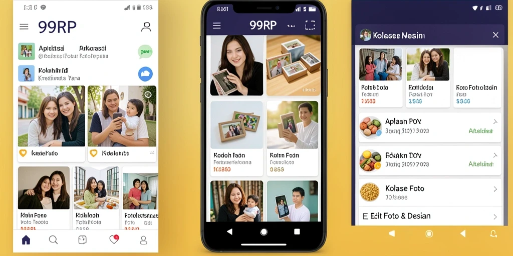 Tampilan antarmuka aplikasi Kolase Foto 99RP yang menarik dan user-friendly.