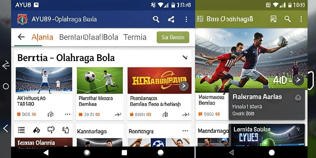 Tampilan antarmuka AYU89 menghadirkan informasi olahraga bola terbaru.