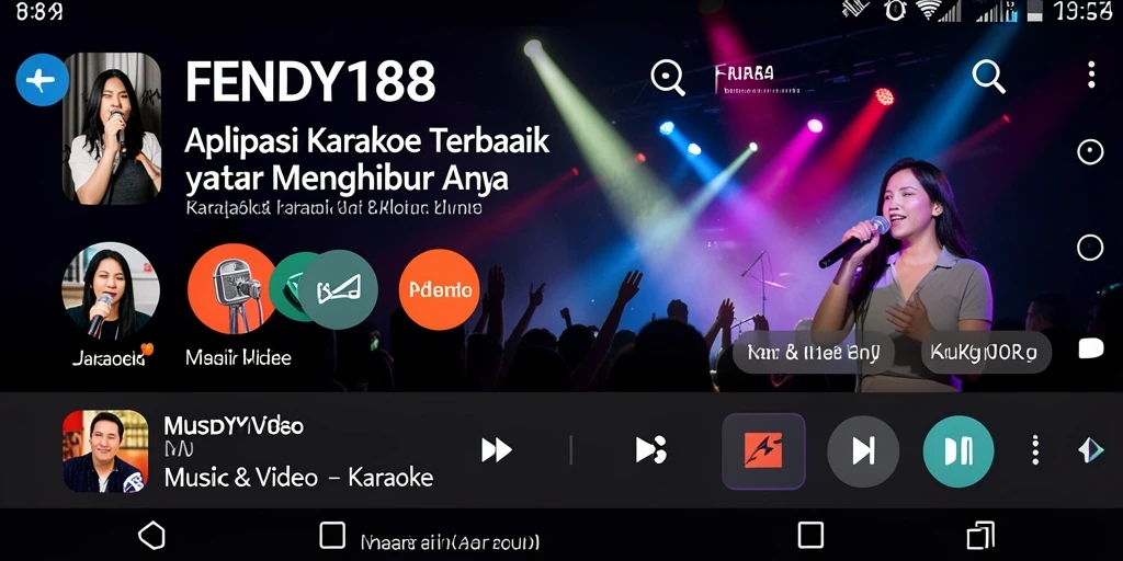 Tampilan antarmuka aplikasi FENDY188 saat digunakan untuk karaoke.