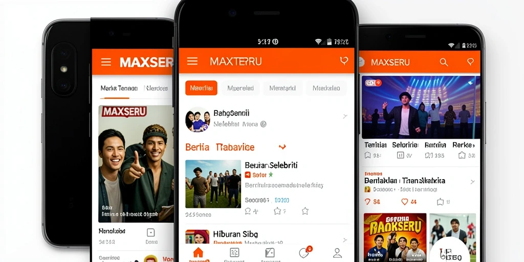 Antarmuka utama MAXSERU dengan berita selebriti terbaru.