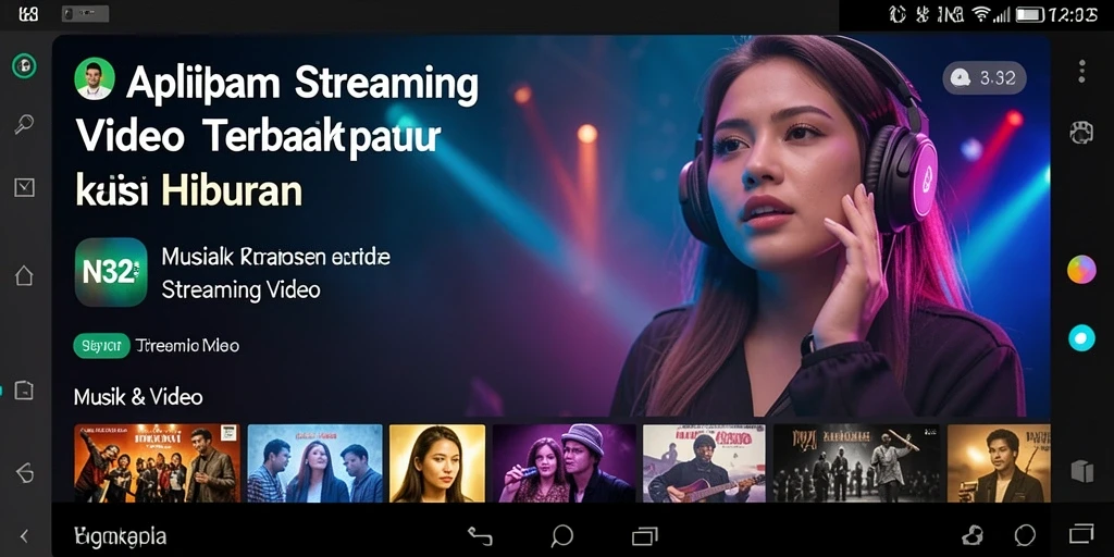 Tampilan utama N32 dengan berbagai pilihan video musik dan acara.