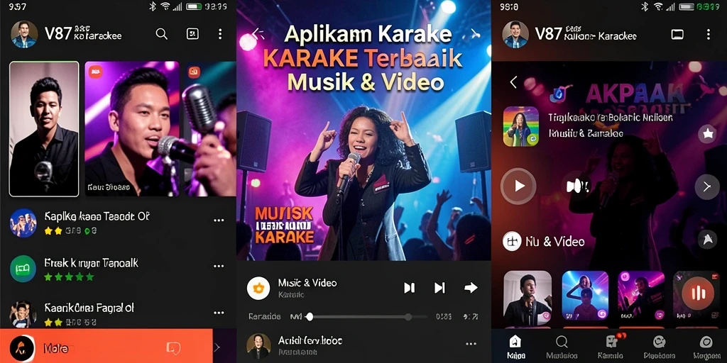 Tampilan antarmuka V87 yang modern dan fungsional untuk karaoke.