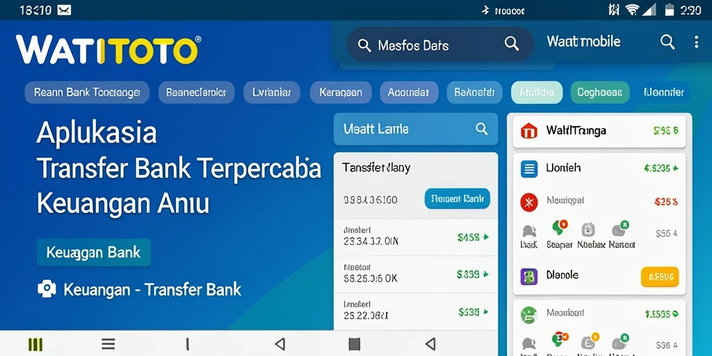 Antarmuka WATITOTO yang sederhana dan mudah digunakan untuk transfer bank.